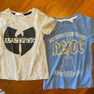 Lot of 2 H&M Kids ROCK T’s AC/DC & WUTANG size 6-8